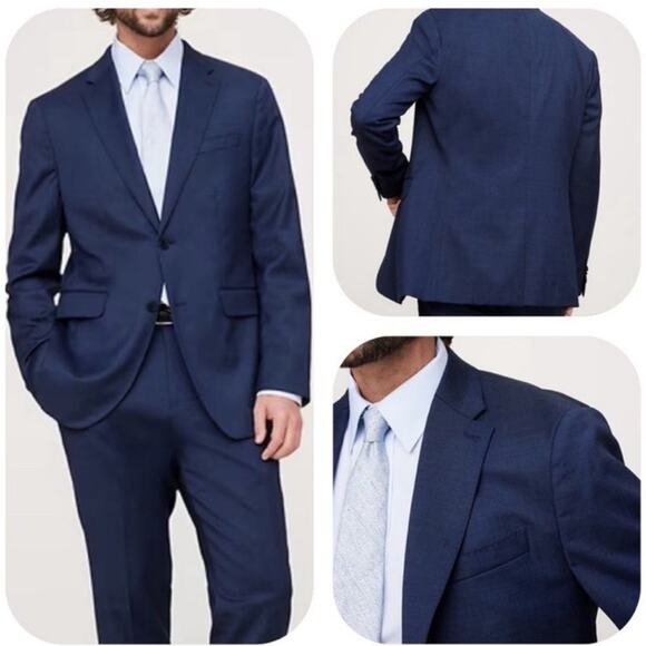 Banana Republic Mens Sharkskin Blazer Slim Fit Jacket 40R Navy Blue Stretch NEW - Picture 1 of 14